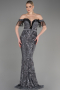 Abendkleid im Meerjungfrau-Stil Lang Anthrazit ABU3783