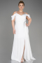 Weiß Abendkleid İn Übergröße Chiffon Lang ABU3742