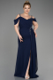 Abendkleid in Übergröße Lang Chiffon Marineblau ABU3742