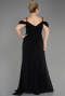 Abendkleid in Übergröße Lang Chiffon Schwarz ABU3742