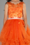 Abendkleid für Kinder Vorne Kurz-Hinten Lang Orange ABO106