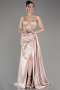 Abendkleid Lang Satin Beige ABU3875