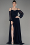 Abendkleid Lang Chiffon Marineblau ABU3914