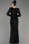 Abendkleid im Meerjungfrau-Stil Lang Schuppig Schwarz ABU3177