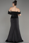 Abendkleid Lang Satin Schwarz ABU3964