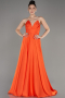 Abschlusskleid Lang Satin Orange ABU3965