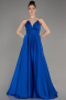 Abschlusskleid Lang Satin Sächsischblau ABU3965