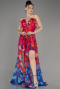Abendkleid Lang Fuchsie ABU3975