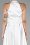 Abendkleid Kurz Satin Weiß ABK2112