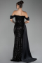 Abendkleid Lang Schuppig Schwarz ABU4085