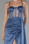 Abendkleid Lang Satin Indigo ABU4090