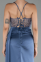 Abendkleid Lang Satin Indigo ABU4090