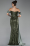 Abendkleid Lang Schuppig Khaki ABU4085