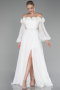 Abendkleid Lang Chiffon Weiß ABU4130