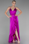 Abschlusskleid Vorne Kurz-Hinten Lang Satin Fuchsie ABO135