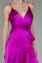 Abschlusskleid Vorne Kurz-Hinten Lang Satin Fuchsie ABO135