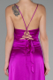 Abschlusskleid Vorne Kurz-Hinten Lang Satin Fuchsie ABO135
