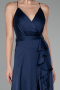 Abschlusskleid Vorne Kurz-Hinten Lang Satin Marineblau ABO135