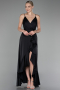 Abschlusskleid Vorne Kurz-Hinten Lang Satin Schwarz ABO135