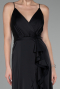 Abschlusskleid Vorne Kurz-Hinten Lang Satin Schwarz ABO135