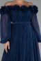 Abendgarderobe in Großen Größen Lang Chiffon Marineblau ABU4131