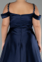Verlobungskleid In Übergröße Lang Satin Marineblau ABU4207