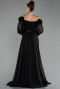 Schwarz Abendkleid Chiffon Lang ABU4130