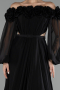 Schwarz Abendkleid Chiffon Lang ABU4130