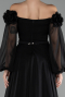 Schwarz Abendkleid Chiffon Lang ABU4130