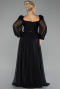 Schwarz Abendgarderobe İn Großen Größen Chiffon Lang ABU4131