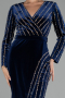 Abendkleid Lang Samt Marineblau ABU4282
