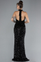 Abendkleid im Meerjungfrau-Stil Lang Schuppig Schwarz ABU4306