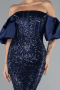 Abendkleid im Meerjungfrau-Stil Lang Marineblau ABU4308