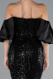 Abendkleid im Meerjungfrau-Stil Lang Schwarz ABU4308