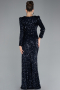 Abendkleid Lang Schuppig Marineblau ABU4329