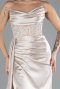 Beige Abendkleid Satin Lang ABU6141