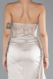 Beige Abendkleid Satin Lang ABU6141