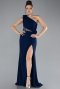 Abendkleid im Meerjungfrau-Stil Lang Marineblau ABU4381