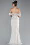 Abendkleid Lang Perlenbesetzt Beige ABU4394
