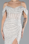 Abendkleid Lang Perlenbesetzt Beige ABU4394