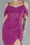 Abendkleid Lang Perlenbesetzt Fuchsie ABU4394