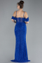 Abendkleid Lang Perlenbesetzt Sächsischblau ABU4394