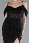 Abendkleid Lang Perlenbesetzt Schwarz ABU4394