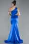 Abschlusskleid Lang Satin Sächsischblau ABU4409