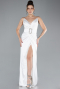 Weiß Abendkleid Satin Lang ABU2844