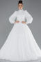 Brautkleid in Großen Größen Lang Chiffon Weiß ABG050