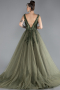 Designer Abendkleid Lang Khaki ABU4434