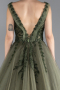 Designer Abendkleid Lang Khaki ABU4434