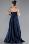 Abendkleid Lang Satin Marineblau ABU4522