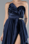 Abendkleid Lang Satin Marineblau ABU4522